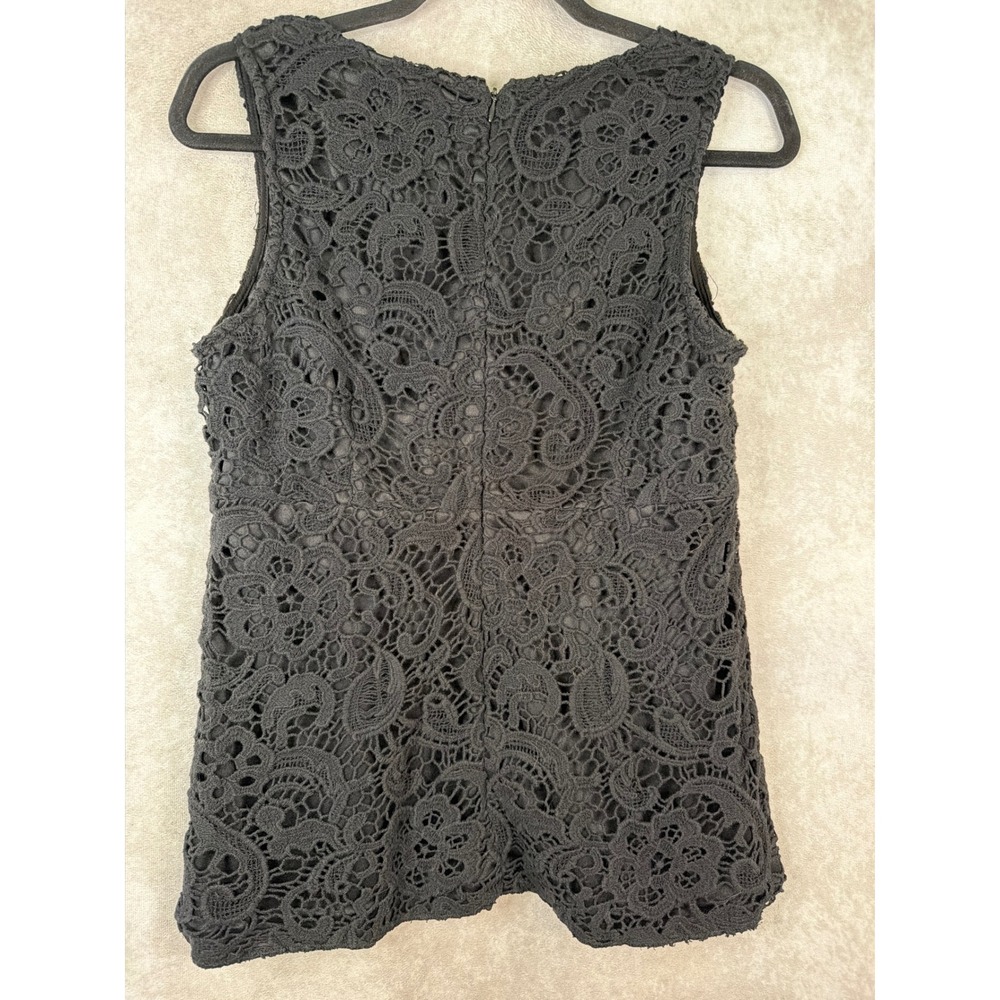 Patrizia Luca Milano Crochet Top Large Black Floral Sleeveless Boho Whimsygoth - Picture 4 of 5